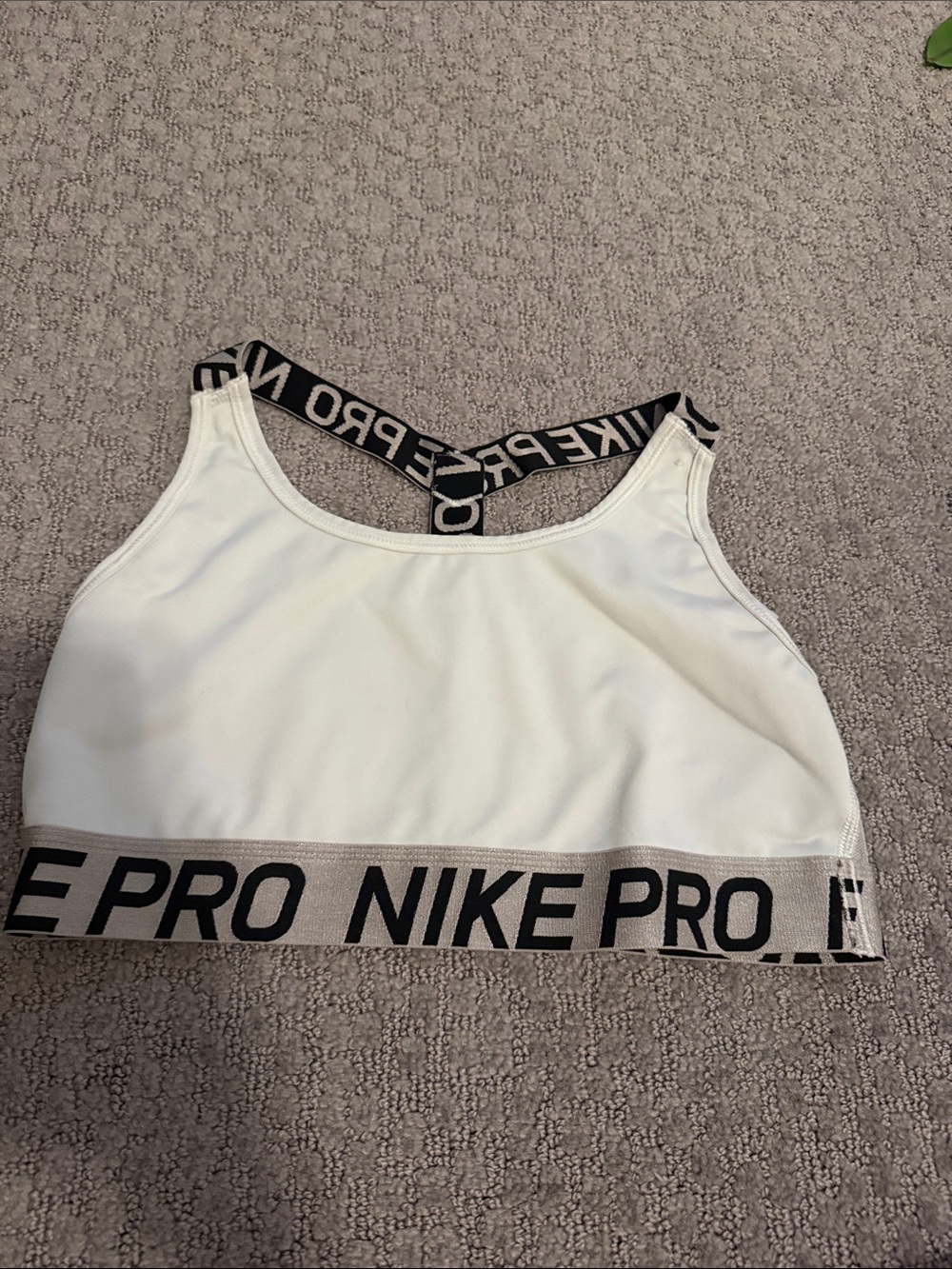 Nike White Pro Elastic-Band Sports Crop Top